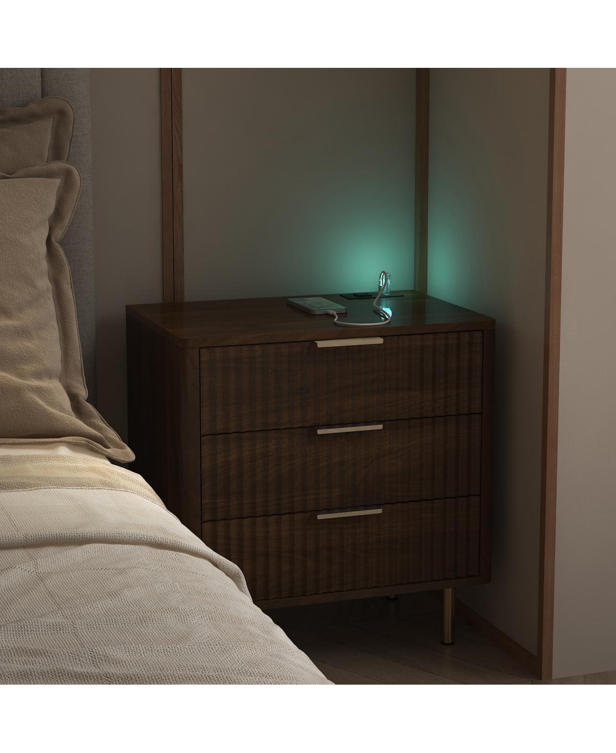 Streamdale Furniture Modern Wood Nightstand with Charging Station & Storage