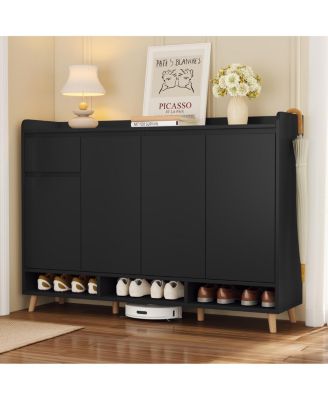 Sleek Shoe Cabinet with Adjustable Shelves, Minimalist Organizer