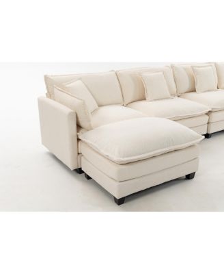 Modern 4-Seat Sectional Sofa with 2 Ottomans & Pillows, 149.61