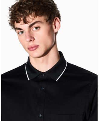 Men's Long Sleeve Rib Collar with Tipping Shirt