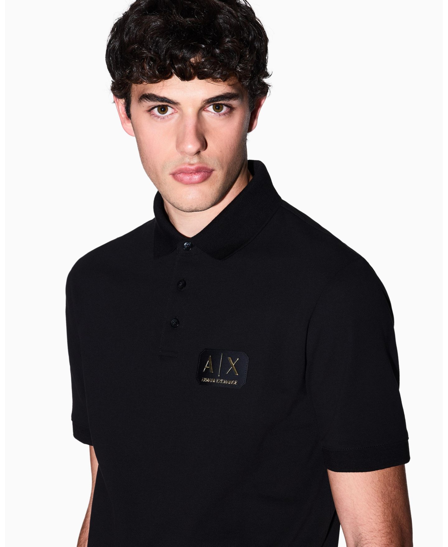 Мужское поло A|X Armani Exchange Pique Polo Shirt, цвет: Чёрный — фото 13