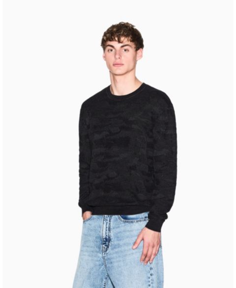 Мужской свитер A|X Armani Exchange Jacquard Camouflage Mercerized Cotton, цвет: Чёрный