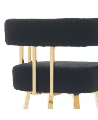 Modern decorative chair with gold metal legs, Teddy fleece upholstered