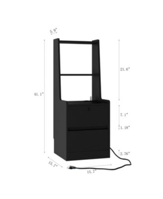 Nightstands Set of 2, Charging, Night Light, Bookshelf, Storage