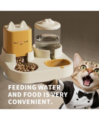 Large Capacity Automatic Pet Feeder and Waterer, 2200ML Water &1800ML Food, Smart Timer