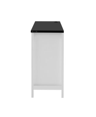 59" Modern 4-Door Sideboard Buffet with Power/USB, Adjustable Shelves, Metal Accents