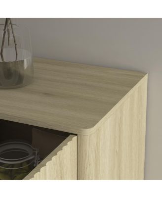 Wood Modern Buffet Cabinet with Storage, Fluted Sideboard, Credenza, Accent Cabinet