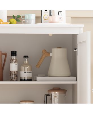 Kitchen Storage Cabinet with Double Doors & Adjustable Shelves