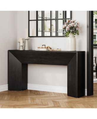 Console Table for Entryway, 63 Inches Extra Long Black Wooden Sofa Table for Living Room, Modern Hallway Foyer Table
