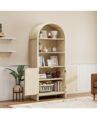 Arched Kitchen Pantry Cabinet with Adjustable Shelves