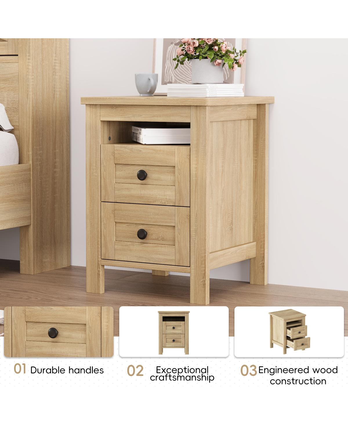 Streamdale Furniture 3-Piece Farmhouse Full Bed Set w/ Sliding Door Headboard, Nightstand & Dresser