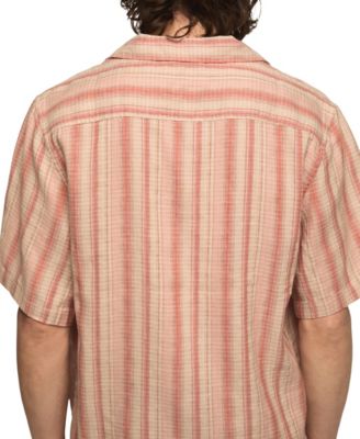 Men's Retro Stripe Camp Collar Short-Sleeve