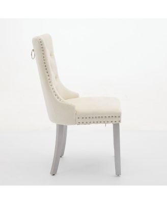 Streamdale Nikki Collection Modern Velvet Dining Chair, Milky White (2-Pcs)