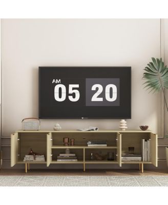 Streamdale Wood Modern TV Stand Fluted 68", Entertainment Center with Storage Doors, Media Cabinet