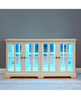 LED Curio Display Cabinet with Glass Doors & Adjustable Shelves