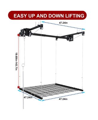 Overhead Garage Storage Rack 4x4 FT, 250LBS Capacity, All-Steel, Safety Lock