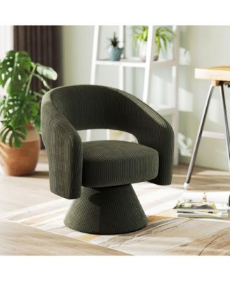 Swivel Accent Chair, Modern Barrel Chair with Thick Padding,