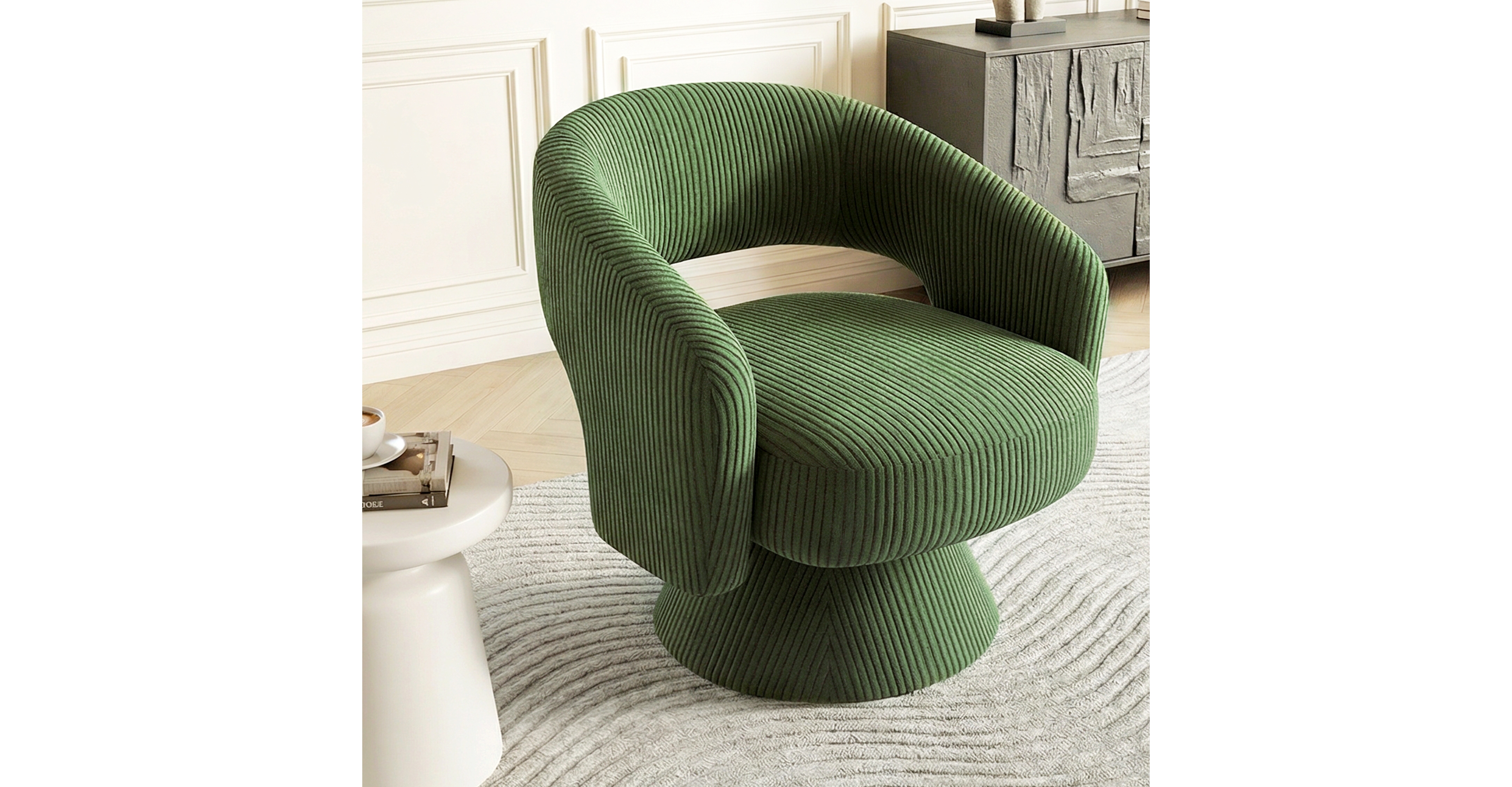 Homcom Swivel Accent Chair, Modern Barrel Chair with Thick Padding,