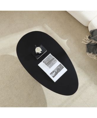 47.27 Inches Oval Coffee Table with Sculptural Base for Living Room and Apartment