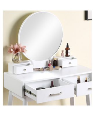 Liannon Contemporary Wood Vanity and Stool Set, White