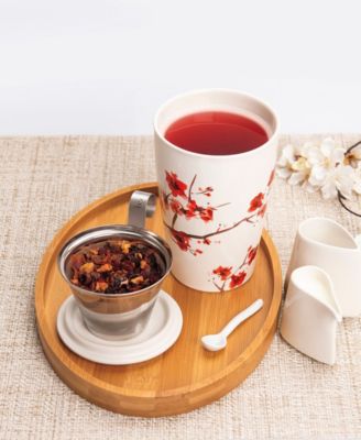 KATI Cherry Blossom Steeping Cup and Loose Tea Canister, 3-Pc.