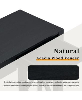 60" Acacia Console Table - Crisscross Design & 4 Drawers