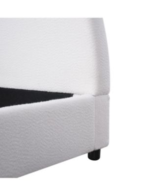 Twin Size Bed Frame With Boucle Upholstered Round Curved Headboard