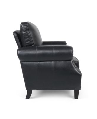 Contemporary Faux Leather Club Chair with Nailhead Accents