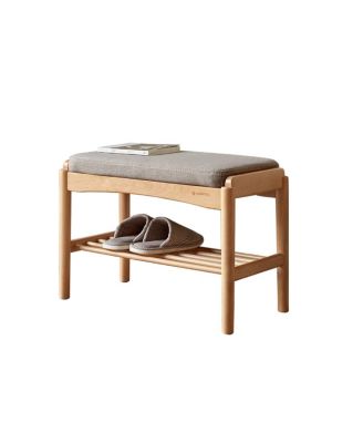  Solid Wood Shoe Bench with Cushion