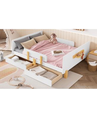 Full Size Platform Bed with Storage, Solid Wood Frame, No Box Spring Needed