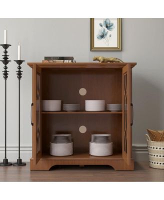 34.37" x 15.55" x 34.06" Sideboard with 2 Clear Tempered Glass Doors & Adjustable Shelf