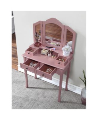 Sanlo Wooden Vanity Make Up Table and Stool Set
