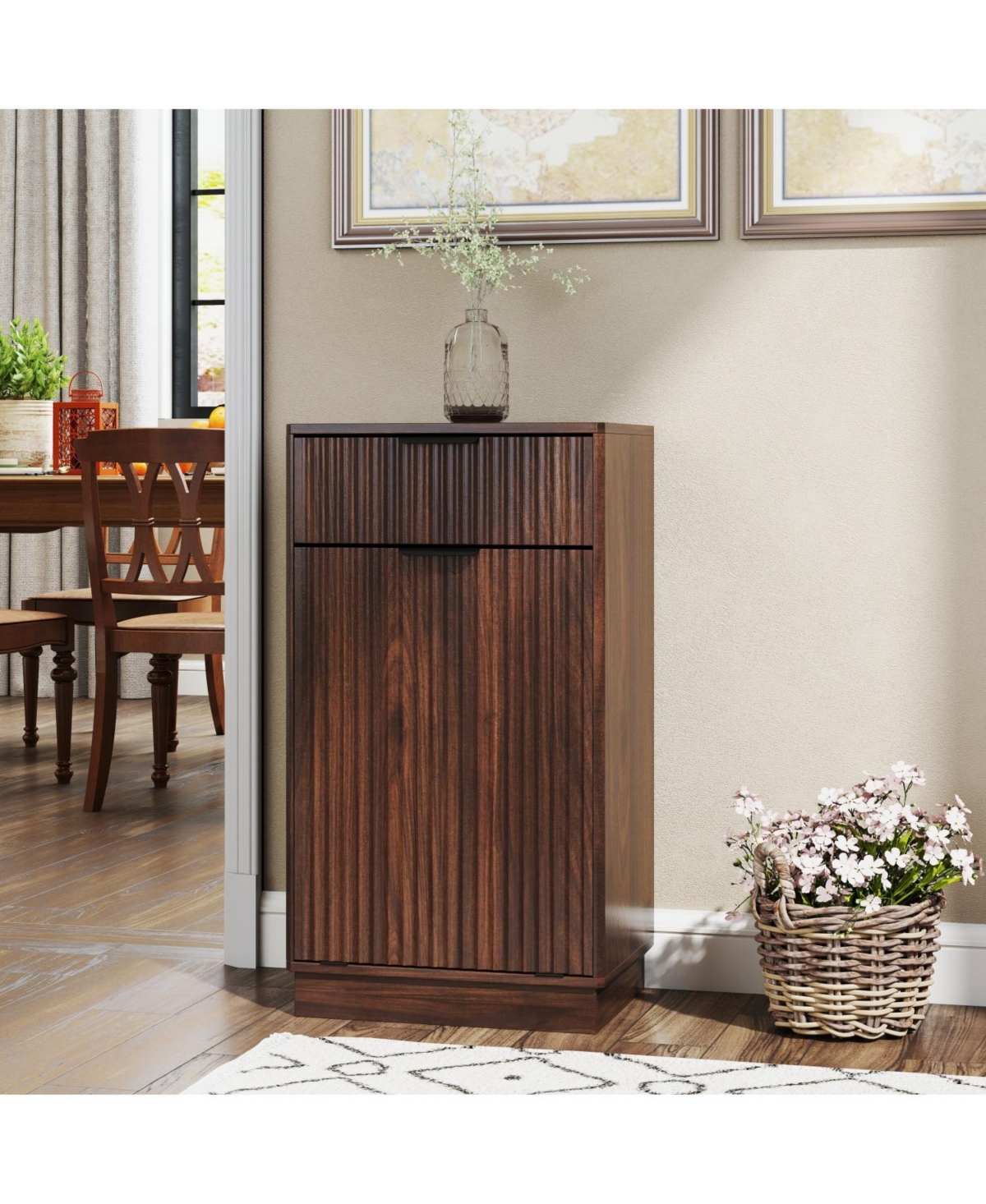 Streamdale Furniture Woodgrain Tilt-Out Trash Cabinet - Walnut Finish