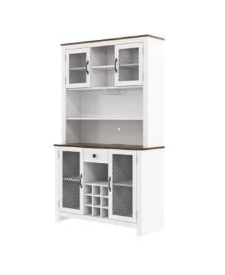  Rustic 70.9" Kitchen Pantry Storage Cabinet with LED