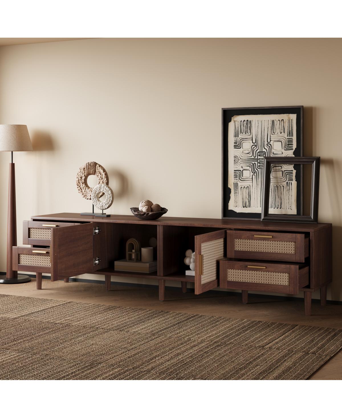 Streamdale Furniture 78" Tv Stand for TVs up to 85", Media Console w/ 4 Drawers & Soft Close Hinges