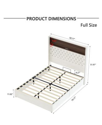 Full Size Velvet Tufted Bed Frame with USB