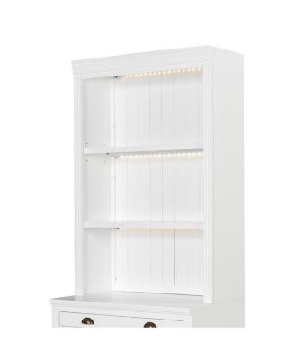LED Bookshelf with Glass Doors and Drawer