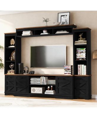 98.8" W Entertainment Center with Bookshelves for TVs up to 80