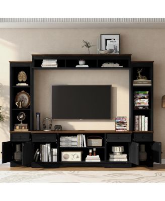 98.8" W Entertainment Center with Bookshelves for TVs up to 80