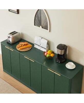 Streamdale 67-inch Modern Wavy Sideboard, 6-Door Storage Cabinet in Green
