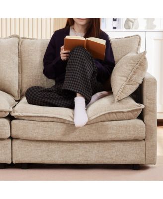 Modular Sectional Sofa, 102" L-Shaped Couch Set with Movable Ottoman