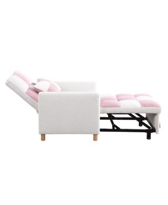 Convertible Sleeper Sofa Chair Bed with Pillow, Soft Teddy Fabric