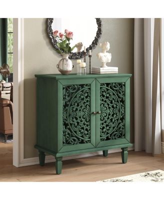 Streamdale Vintage Carved 2-Door Accent Cabinet with Floral Design