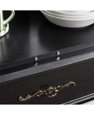 Streamdale Lighted Curio Cabinet with Glass Doors and Adjustable Shelves, Black