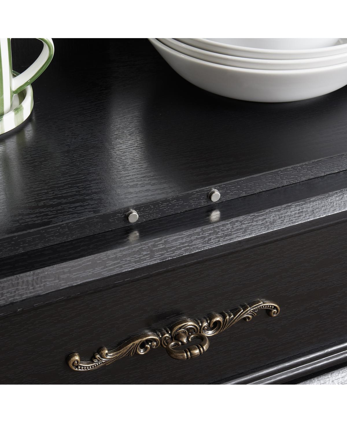 Streamdale Lighted Curio Cabinet with Glass Doors and Adjustable Shelves, Black