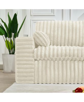 Streamdale Luxury Ribbed Chenille Upholstered Modular Sectional Sofa with Ottoman