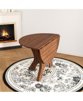 Streamdale 43" Folding Dining Table for Small Spaces, Walnut Veneer, Space Saving Foldable Kitchen Table