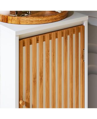 Living Room Side Cabinet with Bamboo Slats Door