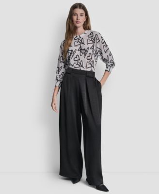 Women's Pleated Wide-Leg Pull-On Pants