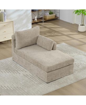 31.89" Wide Modular Sofa Bed with Chenille Fabric & Metal Legs